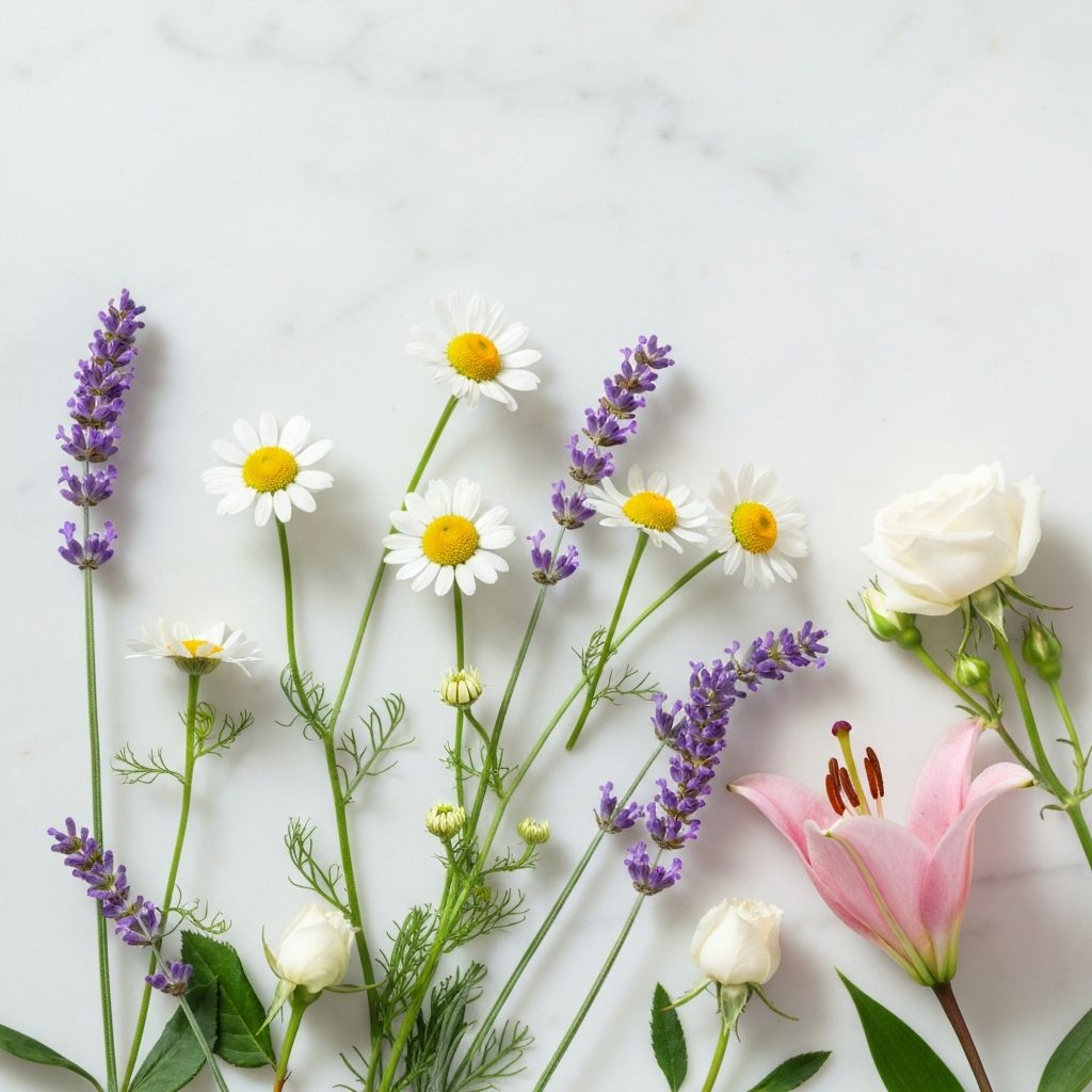 Blumen und feine Kräuter